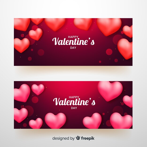 Kostenloser Vektor herzen valentine banner