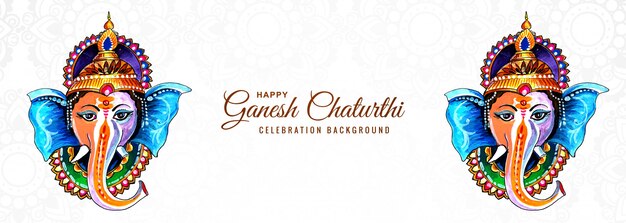 Hindu-Gott Ganesha für Happy Ganesh Chaturthi Festival Banner Design