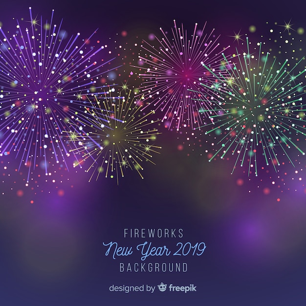 Hintergrund 2019 des neuen Jahres der Feuerwerke