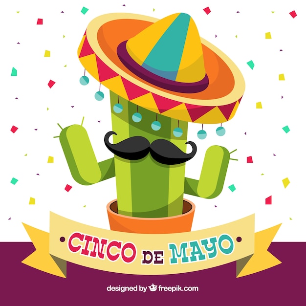 Hintergrund cinco des mayo mit lustigem kaktus