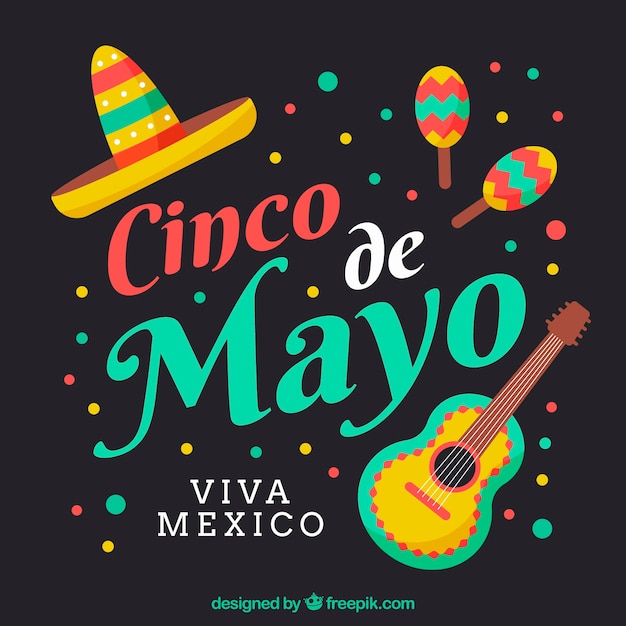Hintergrund Cinco Des Mayo mit traditionellen Instrumenten