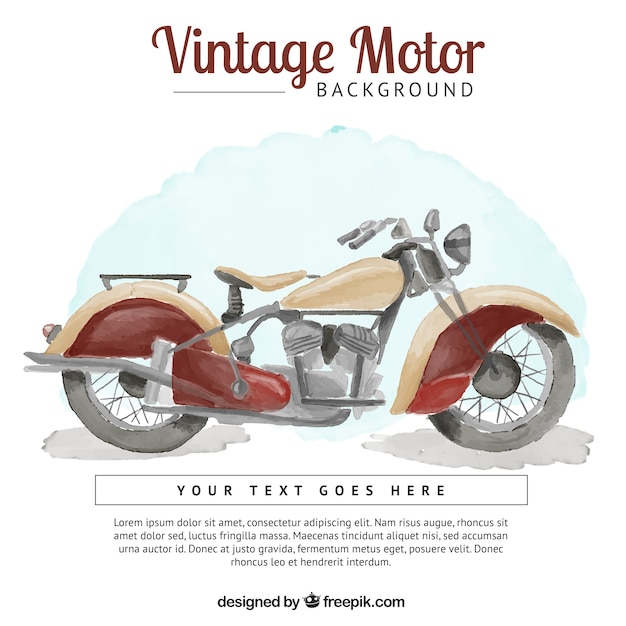 Kostenloser Vektor hintergrund der aquarell-oldtimer motorrad