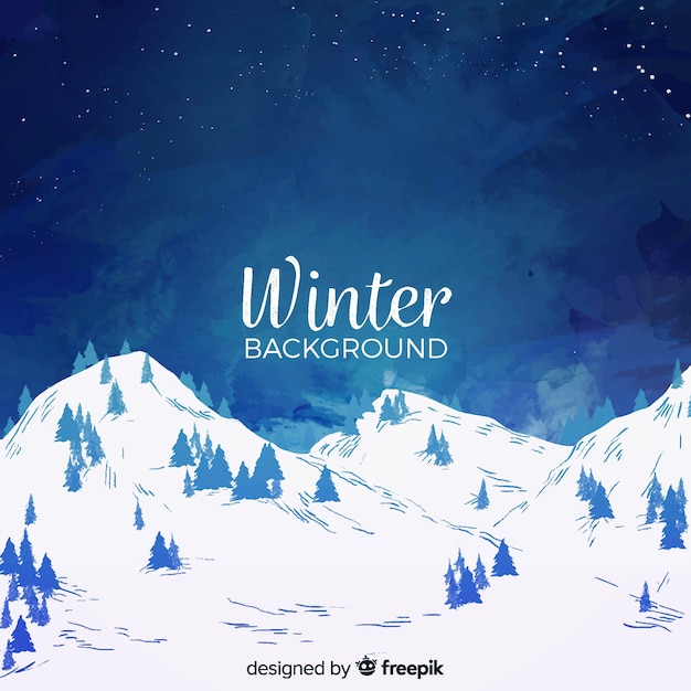 Hintergrund der Aquarell-Winterlandschaft