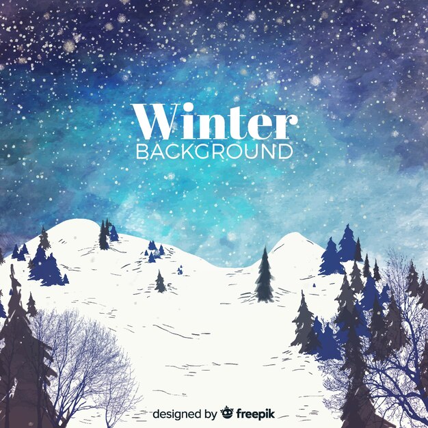 Hintergrund der Aquarell-Winterlandschaft