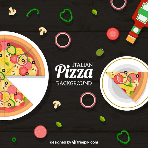 Hintergrund der Gerichte mit leckeren Pizzas