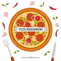 Kostenloser Vektor hintergrund der leckeren pizza in flachen design