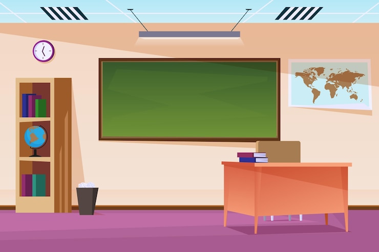 Kostenlose Vektor hintergrund der leeren schulklasse