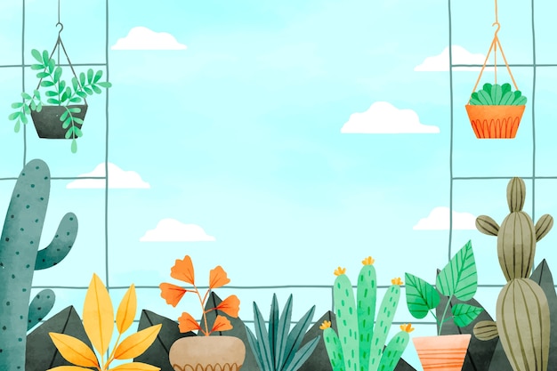 Hintergrund des botanischen Gartens des Aquarells