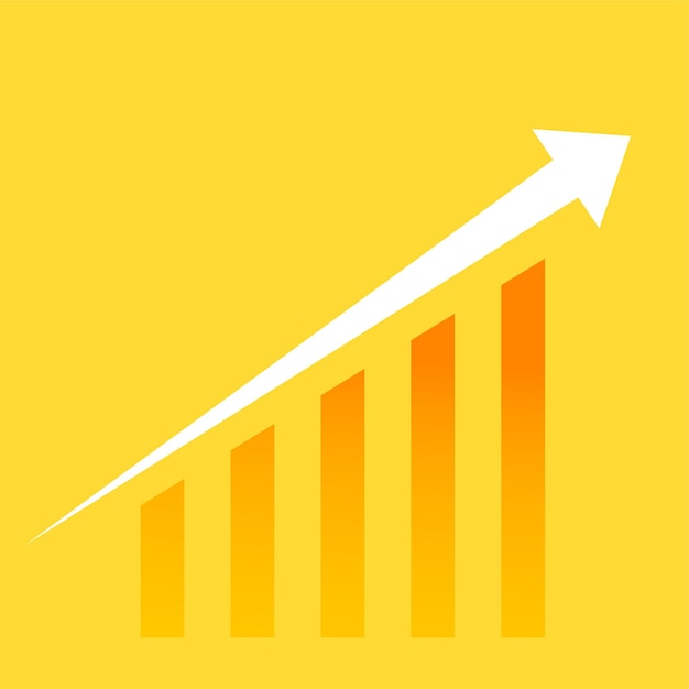 Kostenloser Vektor hintergrund des finanzaktiendiagramms mit aufwärtswachstumspfeil