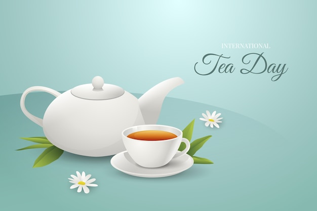 Hintergrund des internationalen Teetages mit Farbverlauf
