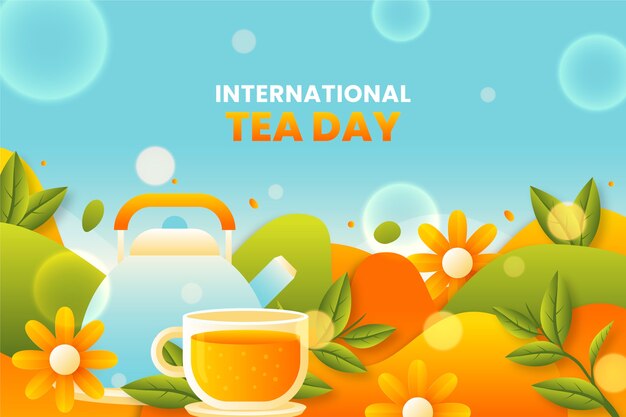 Hintergrund des internationalen Teetages mit Farbverlauf