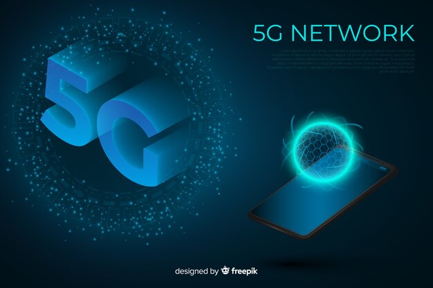 Hintergrund des Konzeptes 5g mit isometrischem Design