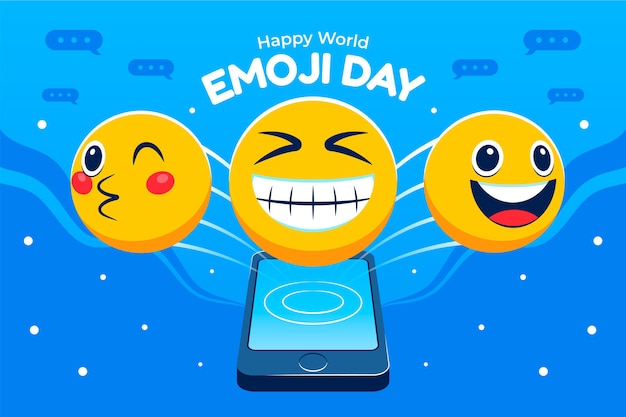 Hintergrund des welt-emoji-tages mit smartphone