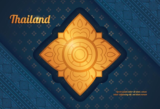 Hintergrund-Designelemente Linie Thai-Thai-Muster Hintergrund Thai-Kunst und Luxus-Banner im asiatischen Stil mit Rahmendekoration
