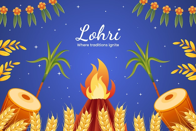 Kostenloser Vektor hintergrund für die feier des lohri-festes