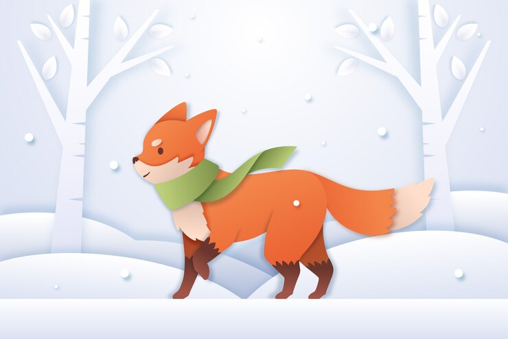 Kostenlose Vektor hintergrund im papierstil für den winter