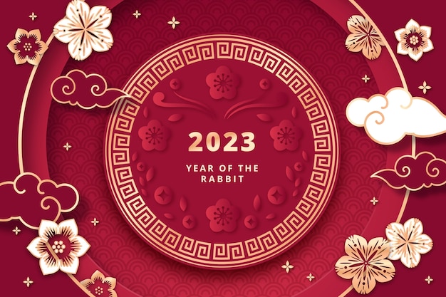 Hintergrund im Papierstil für die Feier des chinesischen Neujahrsfests