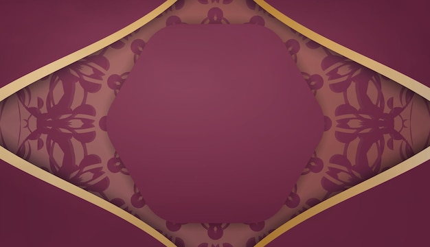 Hintergrund in burgunderfarbe mit mandala-goldmuster für design unter logo oder text