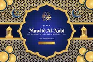 Kostenloser Vektor hintergrund mit farbverlauf für die mawlid al-nabi-feier
