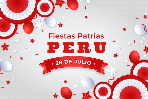 Kostenloser Vektor hintergrund mit farbverlauf für peruanische fiestas patrias-feierlichkeiten