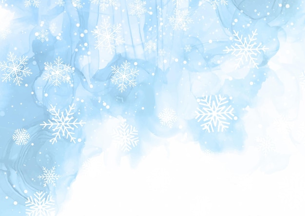 Hintergrund mit schneeflockendesign auf einem handgemalten aquarelldesign