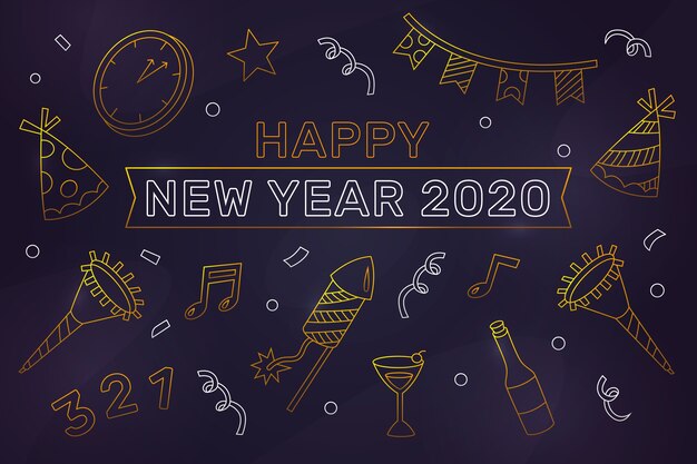 Hintergrundkonzept des neuen Jahres 2020 in der Entwurfsart