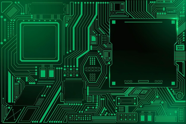 Kostenloser Vektor hintergrundvektor der motherboard-schaltungstechnologie im farbverlauf grün