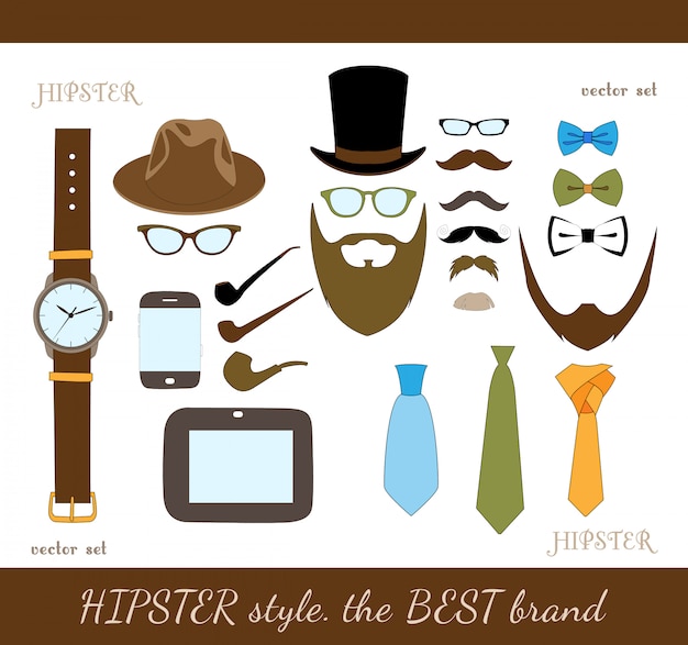 Kostenloser Vektor hipster zubehör icons set