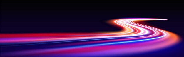 Hochgeschwindigkeitsrennkurvenlinien mit Leuchtneon-Effekt