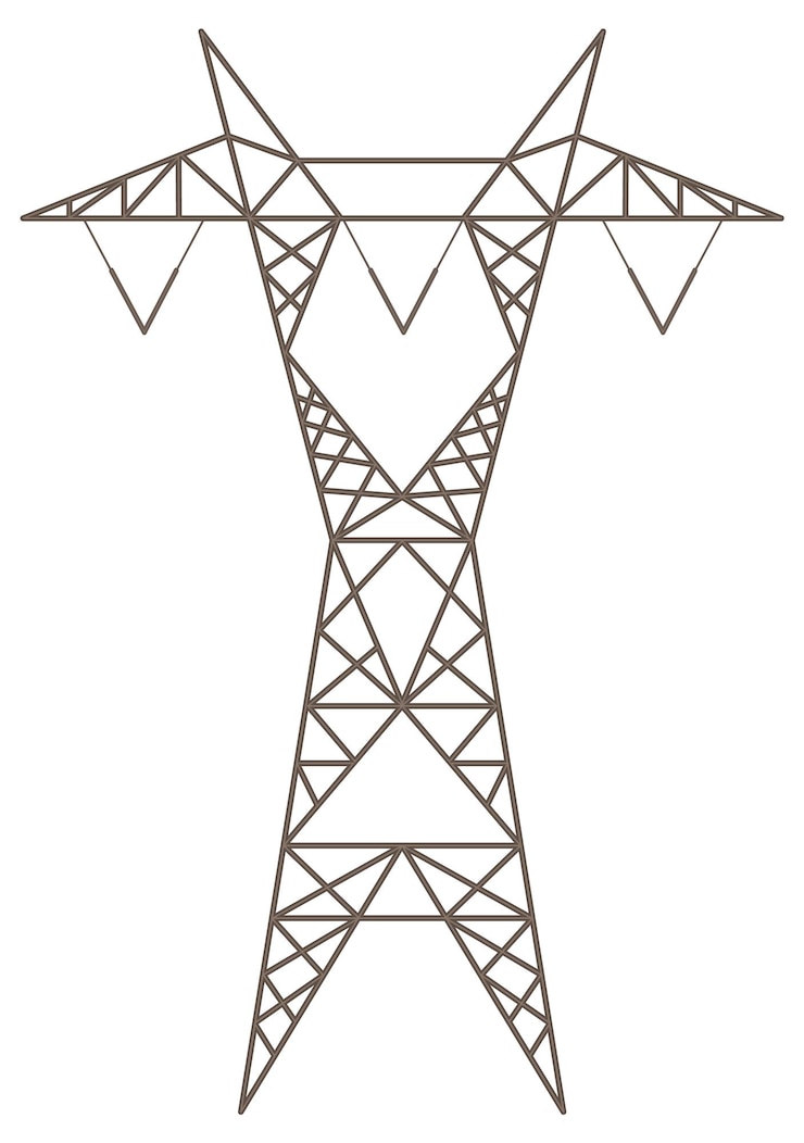 Kostenlose Vektor hochspannungsstrompylon auf weißem hintergrund