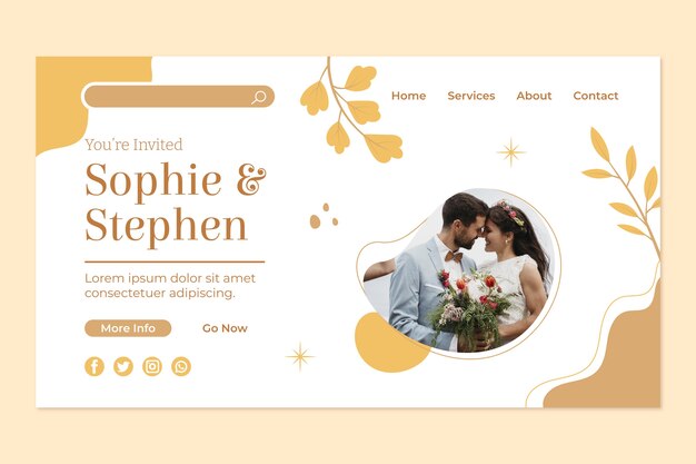 Hochzeit handgezeichnete flache Zielseite