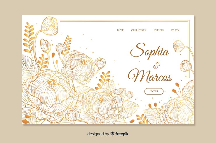 Kostenlose Vektor hochzeit landing page vorlage