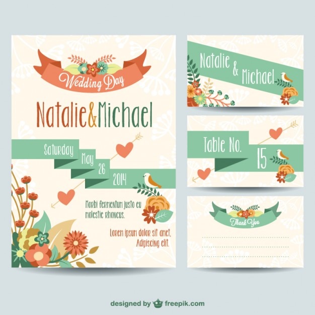 Kostenloser Vektor hochzeit printables kostenlos floralen design