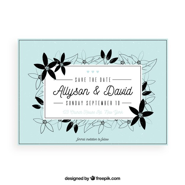 Hochzeitseinladung mit modernen Blumen
