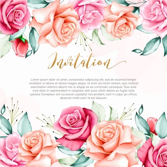 Hochzeitseinladungshintergrund mit aquarellblumenschablone