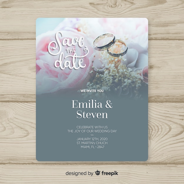 Hochzeitseinladungskarte mit Foto