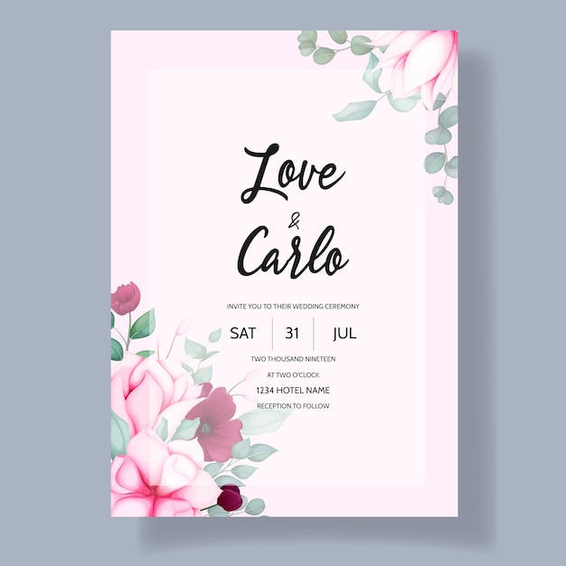 Hochzeitseinladungskarte mit schöner magnolienblume