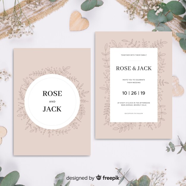 Hochzeitseinladungsschablone mit Blumen