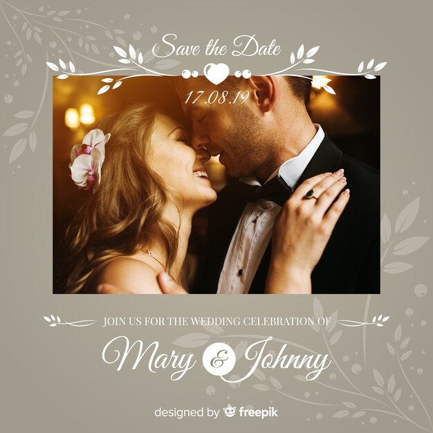 Hochzeitseinladungsschablone mit Foto