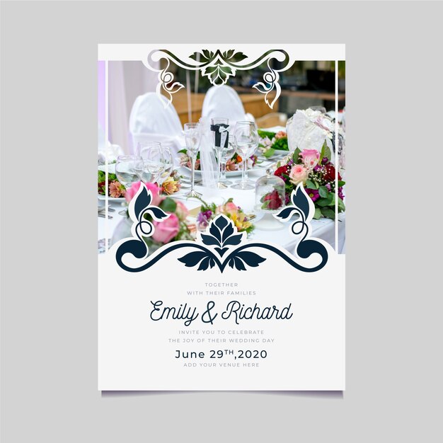 Hochzeitseinladungsschablone mit Foto