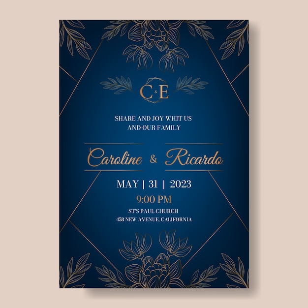 Hochzeitseinladungsvorlage mit Farbverlauf