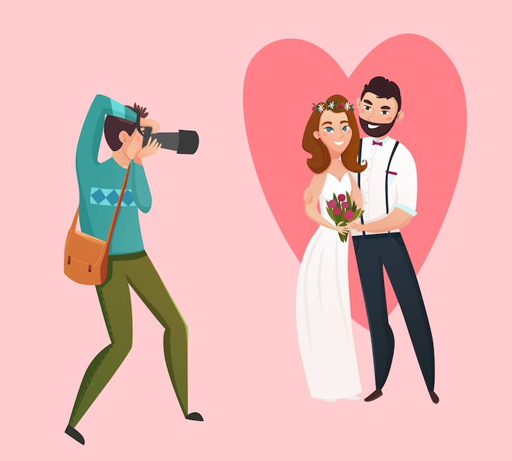 Kostenlose Vektor hochzeitsfotograf-konzept