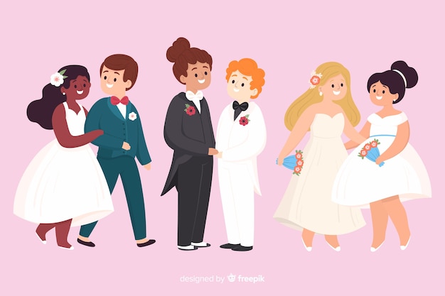 Hochzeitsillustration mit paaren