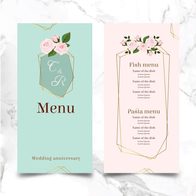 Hochzeitstag Menu Kostenlose Vektor