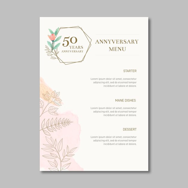 Hochzeitstag Menu Kostenlose Vektor