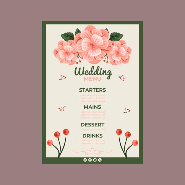 Hochzeitstag Menu Kostenlose Vektor