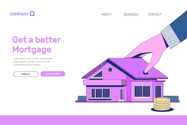 Kostenloser Vektor holen sie sich eine bessere hypotheken-landingpage