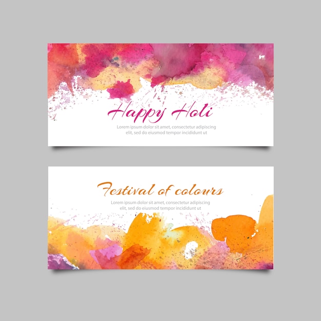 Holi banner mit aquarell splatters