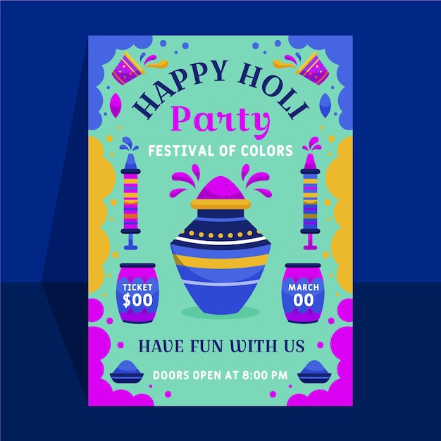 Holi festival flyer vorlage