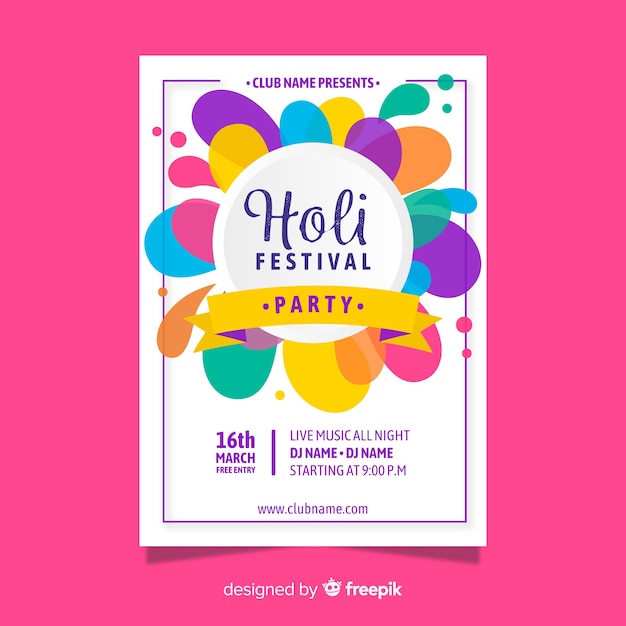 Holi festival party flyer vorlage